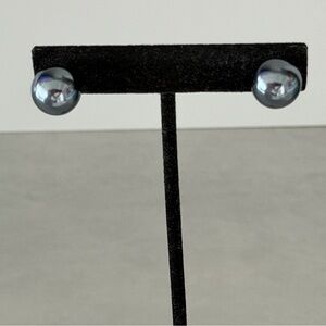 Large Dark Gray Pearl Stud Earrings, Classic and Elegant